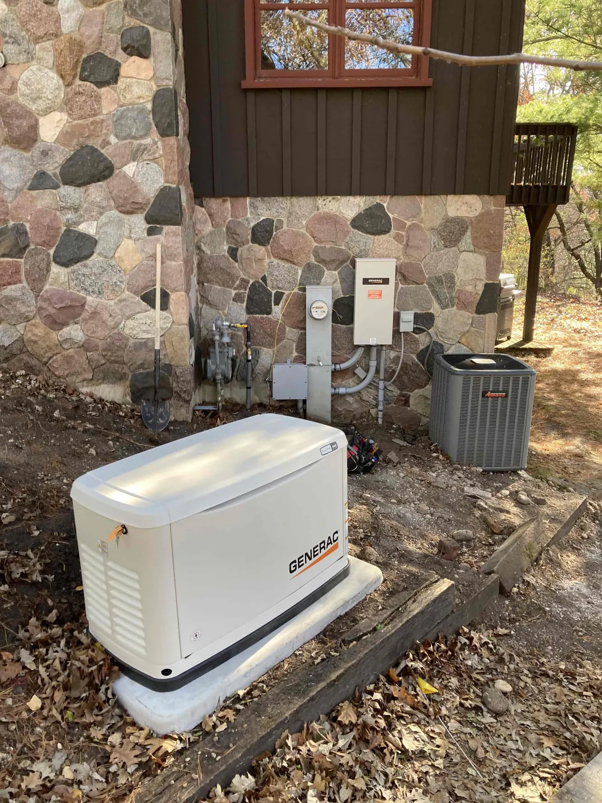 AFTER: New residential backup generator installed in East Troy — by Jim, O'Leary Plumbing, Heating & Electrical.
