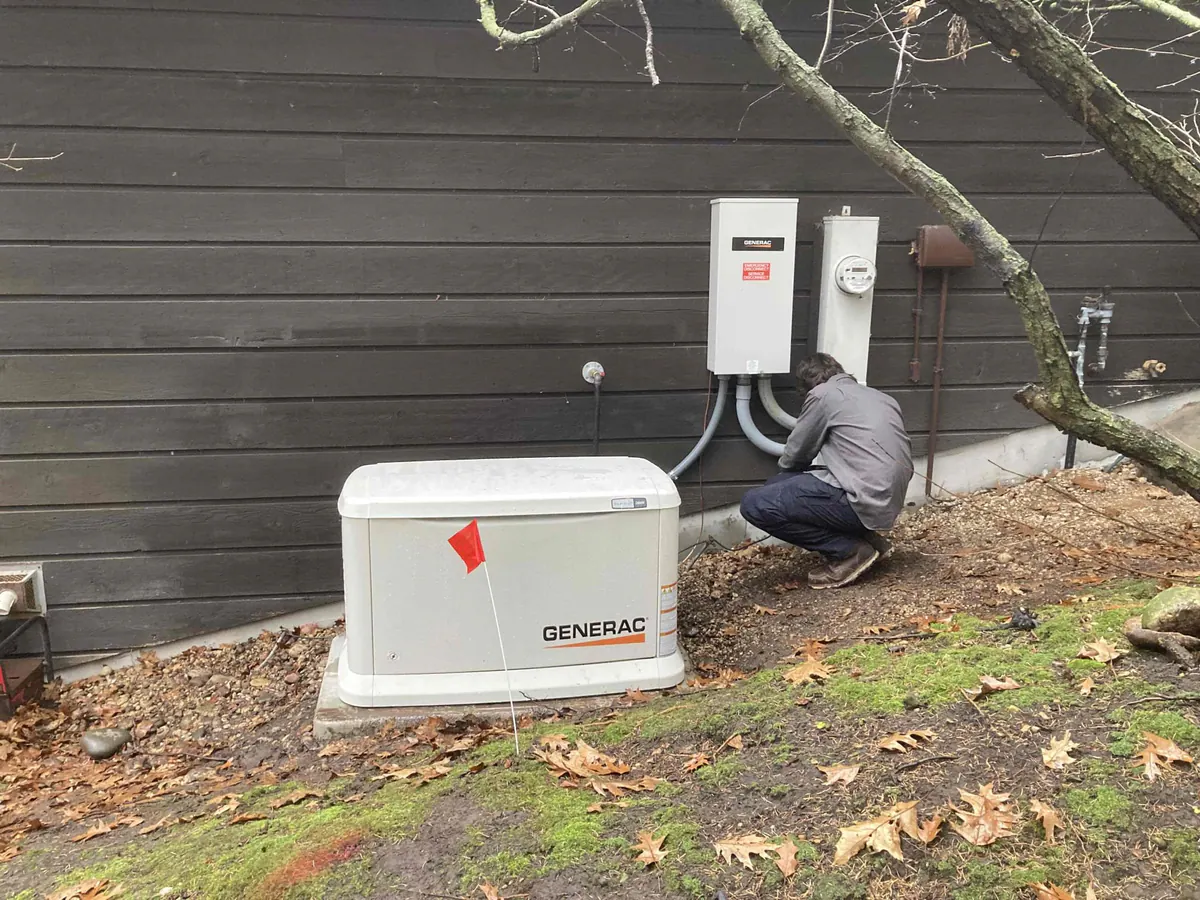 AFTER: New whole-home standby generator installed in East Troy — by Jim & Josh, O'Leary Plumbing, Heating & Electrical.