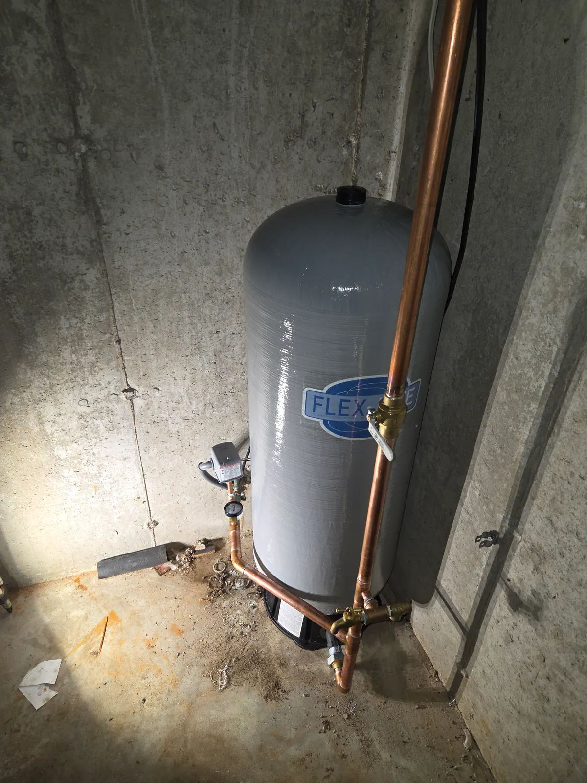 AFTER: New well pressure tank installed and plumbed — by Dan, O'Leary Plumbing, Heating & Electrical.