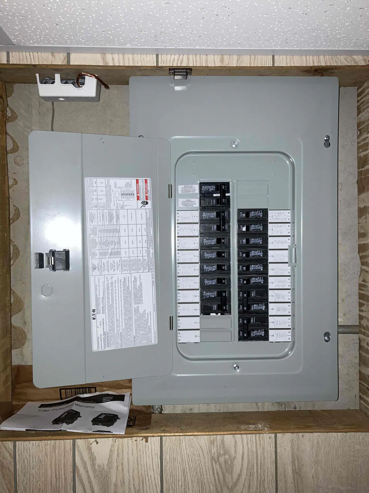 AFTER: Upgraded electrical panel installed in Delavan — by Jim, O'Leary Plumbing, Heating & Electrical.