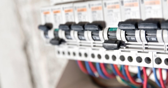 close-up of circuit breakers